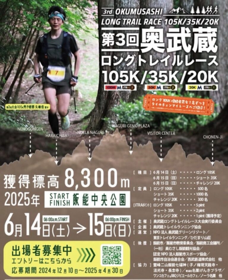 奥武蔵ロングトレイルレースチラシ　埼玉県飯能市